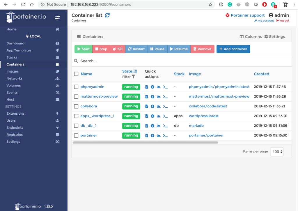 bitwarden docker container