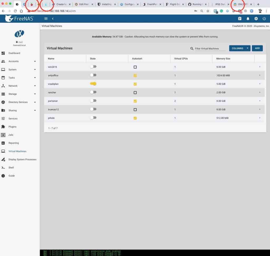 freenas0 vm wui